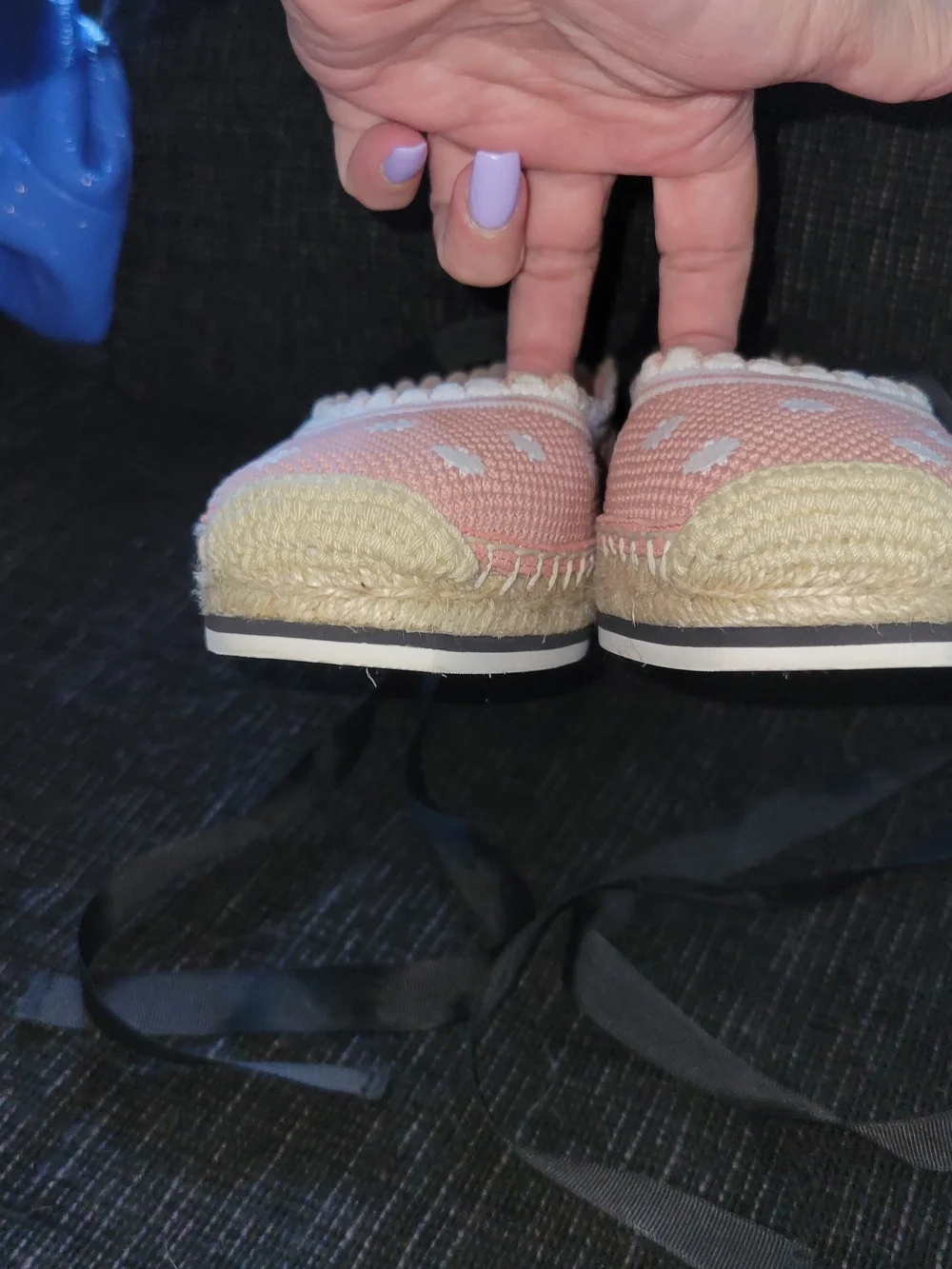 Kate Spade Pink Polka Dot Espadrille Flats with Black Ribbon